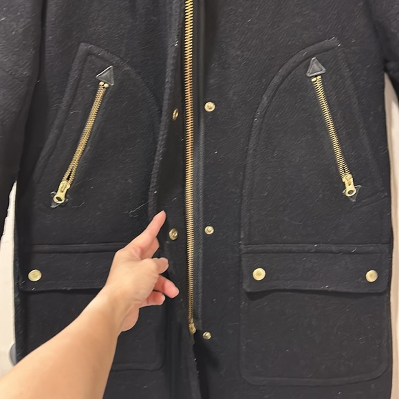 JCrew Women's Stadium Cloth by Nello Gori Wool Blend Coat - sz 0 BLK - Picture 4 of 6
